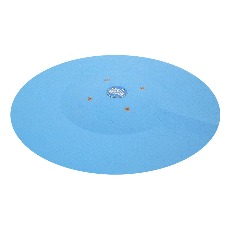 7-foot portable splash pad with non-slip blue surface and multiple water nozzles for backyard water play.