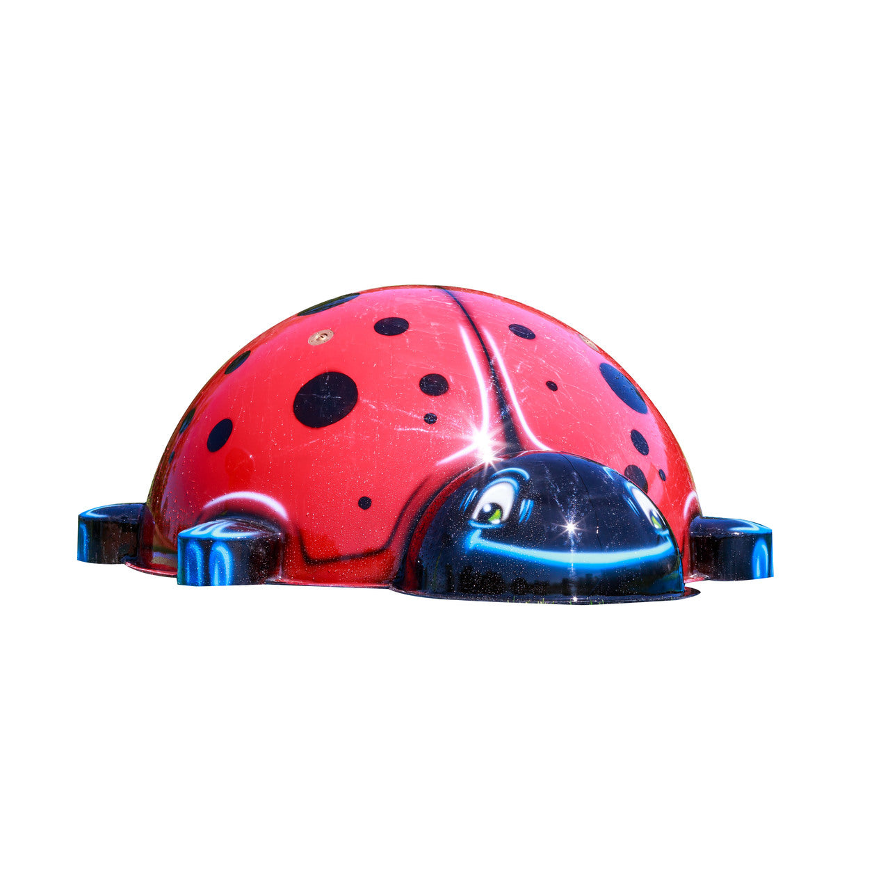 Large Ladybug Mobile Spray and Play Feature by My Splash Pad – bright red and black ladybug-shaped splash pad water play structure with spray nozzles.
