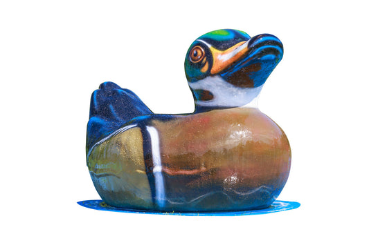 Duck Mobile Spray and Play Features – colorful duck-shaped splash pad water feature for kids’ outdoor water play.