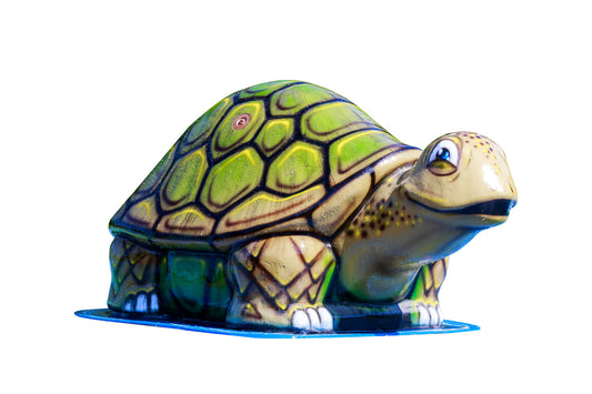 Large Turtle Mobile Spray and Play Feature – splash pad water play turtle with green and yellow shell.