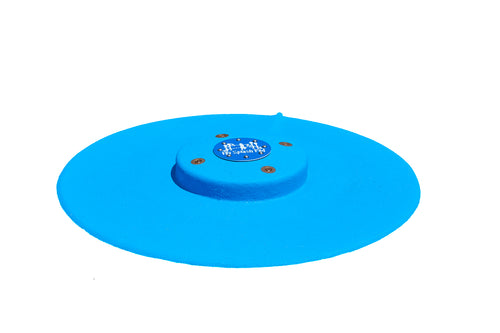 My Splash Pad 5-foot portable splash pad with bright blue circular design, anti-slip surface, and multiple water spray nozzles for kids' backyard water play.