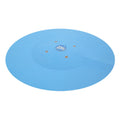 7-foot portable splash pad with non-slip blue surface and multiple water nozzles for backyard water play.