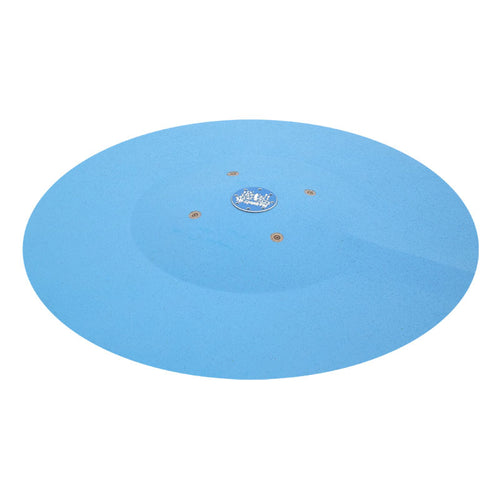 7-foot portable splash pad with non-slip blue surface and multiple water nozzles for backyard water play.