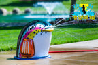 Fish Mobile Spray and Play Features – colorful rainbow trout splash pad water play structure spraying water from its mouth.