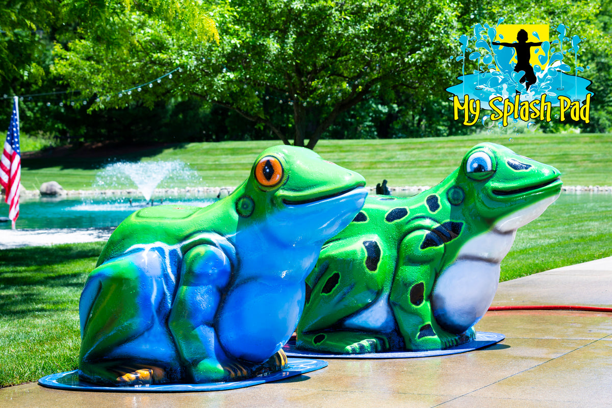 Frog Portable Water Play Splash Pad – colorful frog spray features for kids’ outdoor fun.