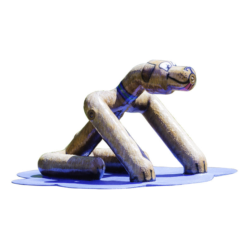 Sitting Dog Mobile Water Play Features by My portable splash pad.